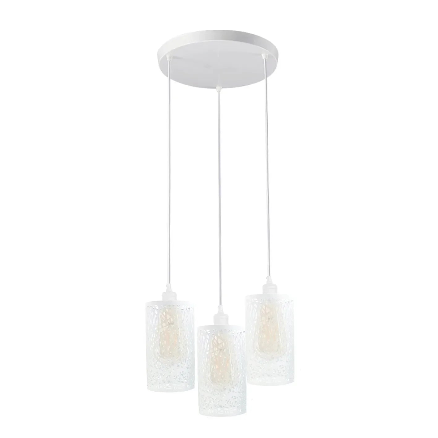 Industrial Retro 3 Way Round Metal White Ceiling Pendant Lamp ~4318-6