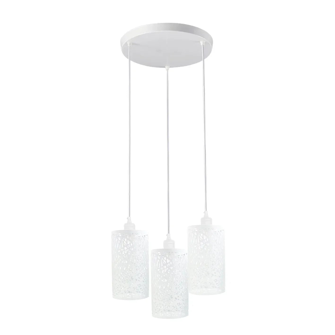 Industrial Retro 3 Way Round Metal White Ceiling Pendant Lamp ~4318-5