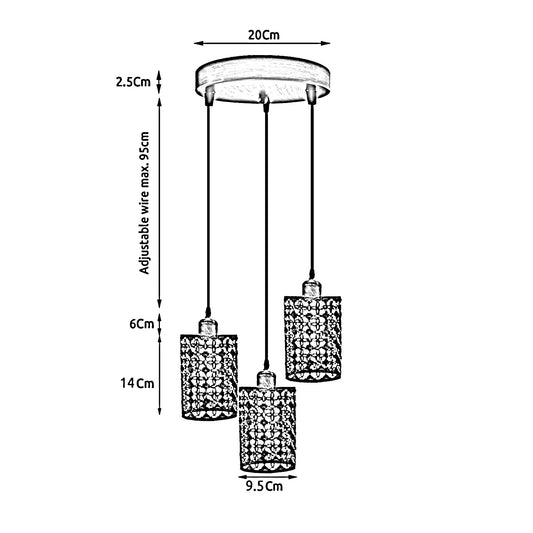 Industrial Retro 3 Way Round Metal White Ceiling Pendant Lamp ~4318-1