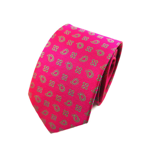 Magenta Geometric Tie & Pocket Square Set-1