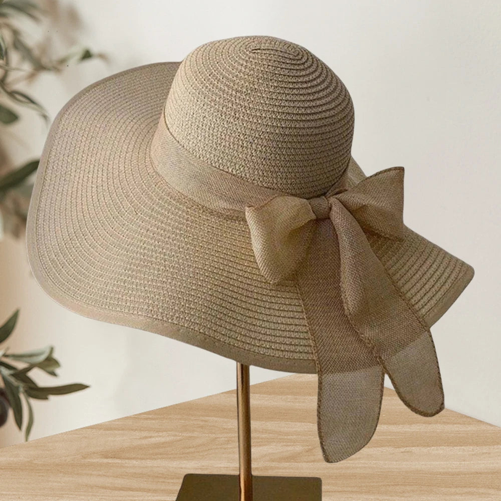 Women's Oversized Wide Brim Straw Sun Hat – Summer Beach Hat with Bow, UV Sun Protection for Seaside, Travel & Outdoor Use