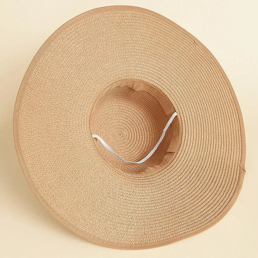 Women's Oversized Wide Brim Straw Sun Hat – Summer Beach Hat with Bow, UV Sun Protection for Seaside, Travel & Outdoor Use