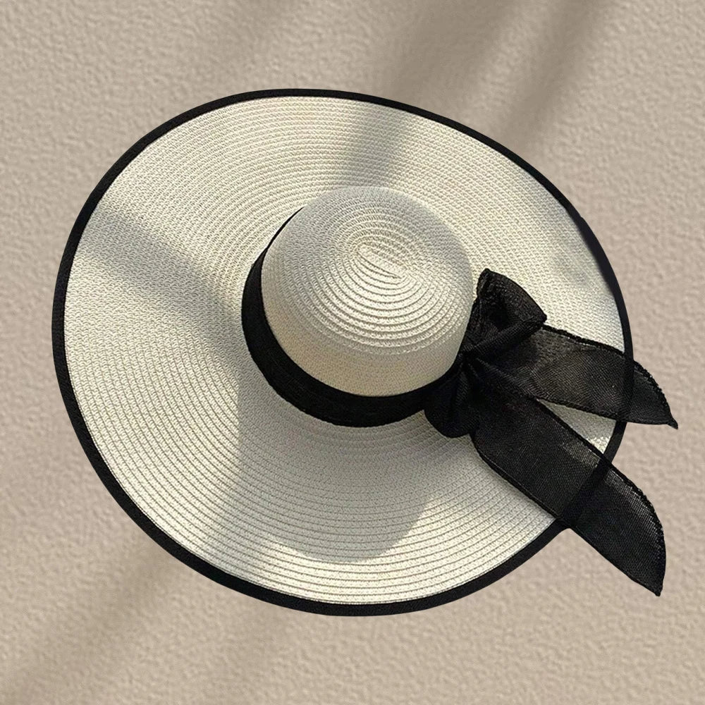 Women's Oversized Wide Brim Straw Sun Hat – Summer Beach Hat with Bow, UV Sun Protection for Seaside, Travel & Outdoor Use