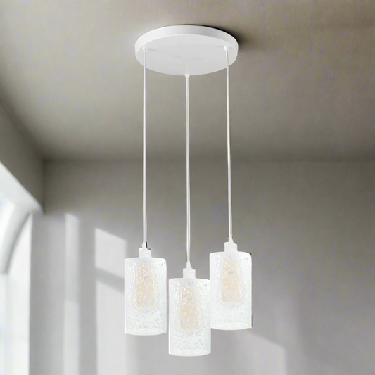 Industrial Retro 3 Way Round Metal White Ceiling Pendant Lamp ~4318-0